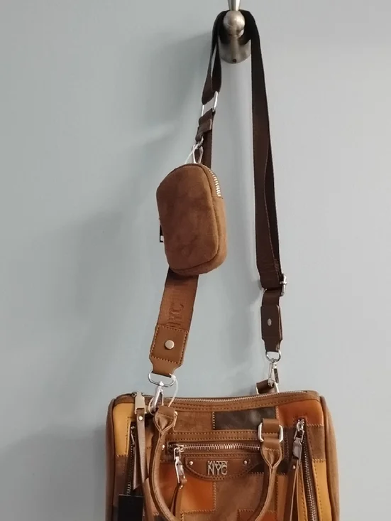 NWT Steve Madden Patchwork Leather Messenger Bag in Brown - Picture 1 of 6